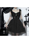 CABULE Robe Gothique en Maille Sombre Perspective Coupe Slim en Dentelle Harajuku Y2K Vintage Sexy Fille Épicée Sangle Robes 