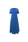UOWEG Mesdames col en V Manches Courtes Robe de Couleur Unie Mode Robe Longue Ample Robe Pailleté Blue, S 