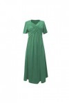 UOWEG Mesdames col en V Manches Courtes Robe de Couleur Unie Mode Robe Longue Ample Robe Pailleté Green, XXXXXL 