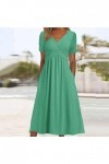 UOWEG Mesdames col en V Manches Courtes Robe de Couleur Unie Mode Robe Longue Ample Robe Pailleté Green, XXXXXL 