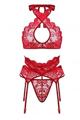 LentrejambeRomantiques érotiques Sexy à Lacets sans Dos pour Femmes, 1, S