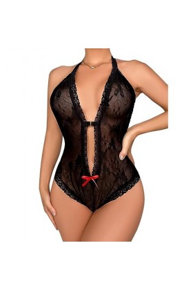 ZTIANEF Ouvrir lentrejambeSexy no-Take Bow Tight Open Erotic romber, Noir, S