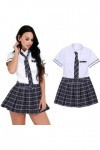 WEITING Lingerie Sexy Uniforme détudiant Japonais Costume Chemise à Manches Courtes avec Jupe à Carreaux et Cravate School G