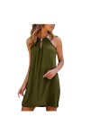 SHANHE Femmes Chaîne en Métal Halter Robe Sexy sans Manches Hors Épaule Robes pour Les Femmes Dété Casual Boho Vacances Robe