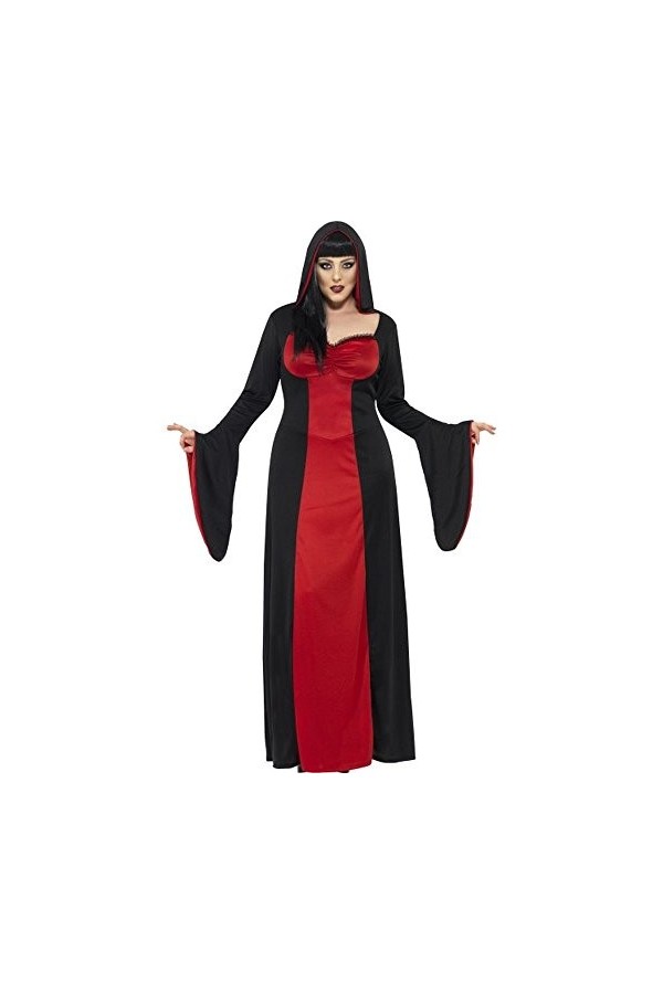 Smiffys Costume de tentatrice sombre, Rougeet Noir, avec robe et cape,Rouge,L