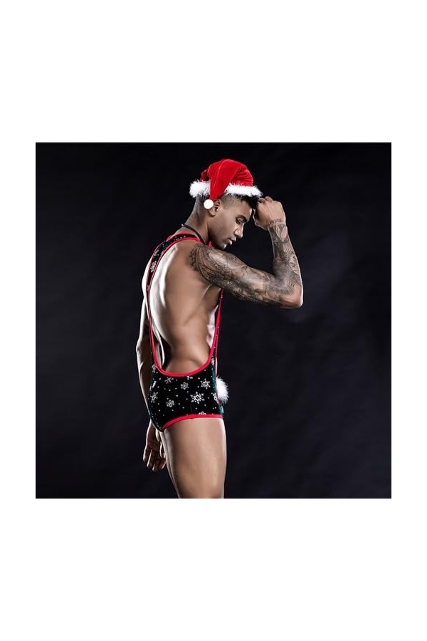 WRAZA Tenue de Jeu de Rôle pour Hommes Costumes Masculins Sous-Vêtements Body Spectacle de Noël Uniforme de Cosplay Costumes 