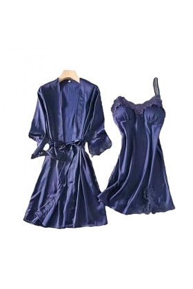 YIUPEDRFG Et dans une robe de peignoir confortable et légère nuits dété lâche décontracté costume de sommeil Polyester femme