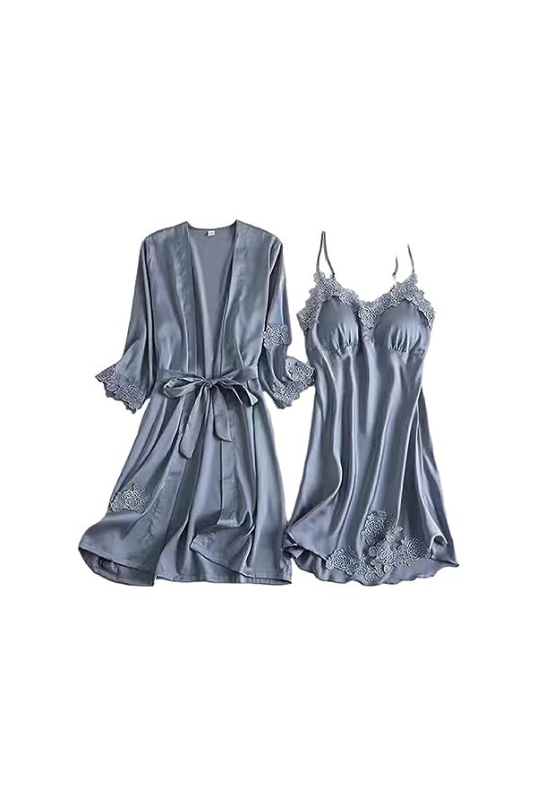 YIUPEDRFG Et dans une robe de peignoir confortable et légère nuits dété lâche décontracté costume de sommeil Polyester femme