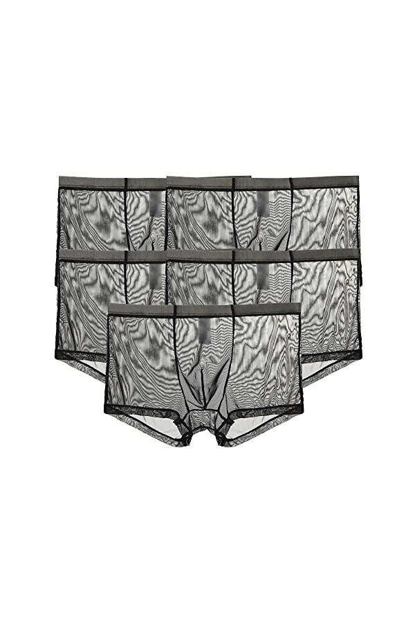 JEShifangjiusu sous-VêTements Transparents De Couleur Unie pour Hommes Boxer Taille Moyenne en Maille Boxer Sexy Et Respirant
