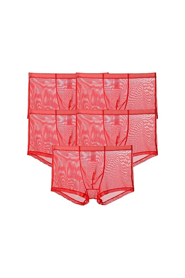 JEShifangjiusu sous-VêTements Transparents De Couleur Unie pour Hommes Boxer Taille Moyenne en Maille Boxer Sexy Et Respirant