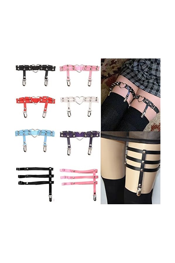 TRENIS 1PC Punk jarretelles jambe anneau coeur cuir harnais jarretière femmes réglable élastique jarretelle sangle accessoire