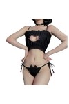 Lingerie Sexy Chat Cosplay Uniforme Lolita Soutien-Gorge String Ensemble Découpe Ouverte Soutien-Gorge Col Lingerie Cosplay C