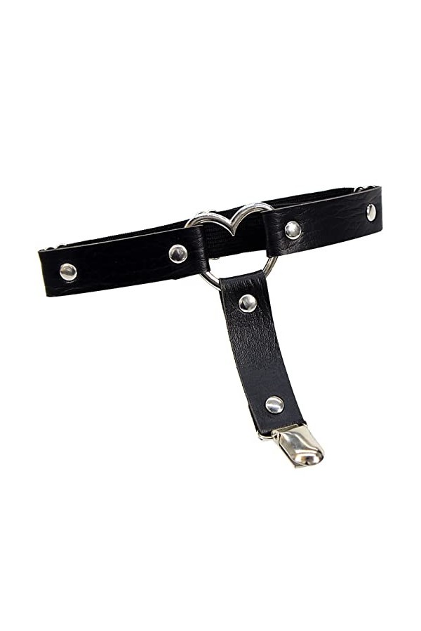 Femmes noires Sexy Punk jarretière élastique Pu cuir jambe anneau harnais accessoires réglables Color : 3, Size : 1pc 