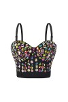 Ghemdilmn & Bustier Femme Performance Vêtements Cousu Main Boîte de Nuit Strass Paillettes Corset Top Femme Lingerie Femme Se