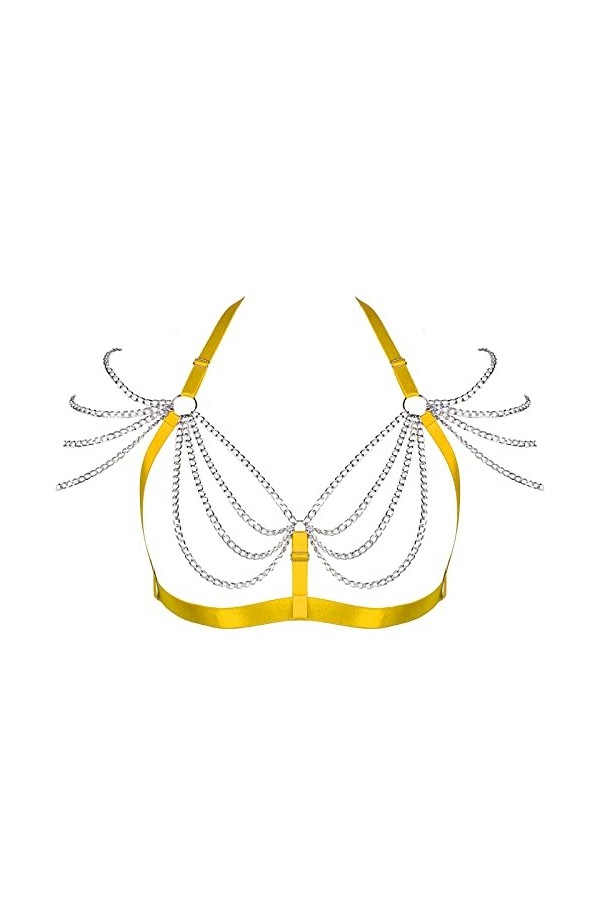 Harnais dépaule pour femme - Grande taille - Poitrine ajourée - Punk - Ceinture exotique réglable - Soutien-gorge gothique r