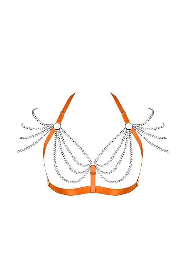 Harnais dépaule pour femme - Grande taille - Poitrine ajourée - Punk - Ceinture exotique réglable - Soutien-gorge gothique r