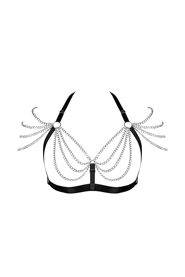 Harnais dépaule pour femme - Grande taille - Poitrine ajourée - Punk - Ceinture exotique réglable - Soutien-gorge gothique r