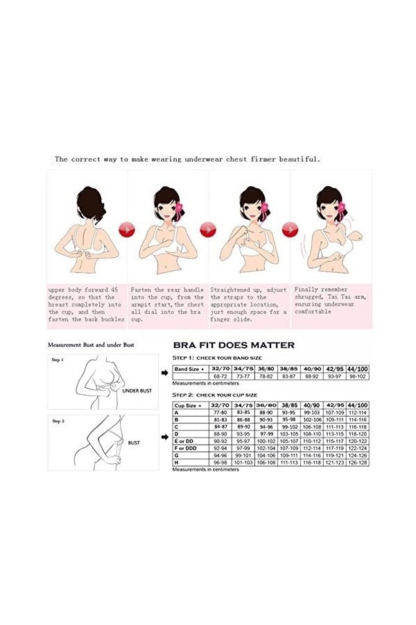 BURUVO Soutien-Gorge Femme Sexy en Dentelle Deep V Bra Plus Taille Bralette Black 100D