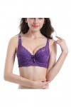 BURUVO Soutien-Gorge Femme Sexy en Dentelle Deep V Bra Plus Taille Bralette Purple 95D
