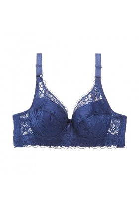 BURUVO Soutien-Gorge Femme Sexy en Dentelle Deep V Bra Plus Taille Bralette Blue 120B