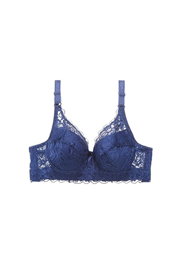 BURUVO Soutien-Gorge Femme Sexy en Dentelle Deep V Bra Plus Taille Bralette Blue 120B