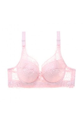 BURUVO Soutien-Gorge Femme Sexy en Dentelle Deep V Bra Plus Taille Bralette Pink 100B