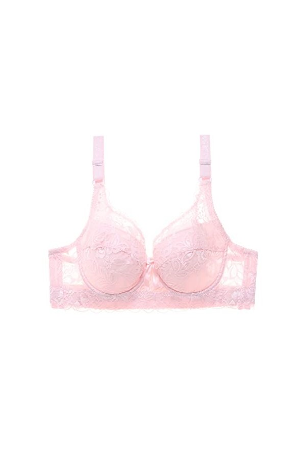 BURUVO Soutien-Gorge Femme Sexy en Dentelle Deep V Bra Plus Taille Bralette Pink 100B