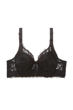 BURUVO Soutien-Gorge Femme Sexy en Dentelle Deep V Bra Plus Taille Bralette Black 100B
