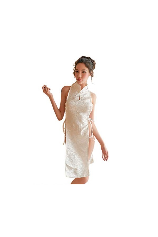 RONGYEE Vêtement Lingerie Cheongsam Costume Anime Babydoll Costume Chinois - blanc - Taille Unique