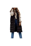 Gefomuofe Gilet long matelassé sans manches pour femme - Veste matelassée légère et longue - Veste de transition - Pour lété