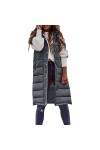 Gefomuofe Gilet long matelassé sans manches pour femme - Veste matelassée légère et longue - Veste de transition - Pour lété
