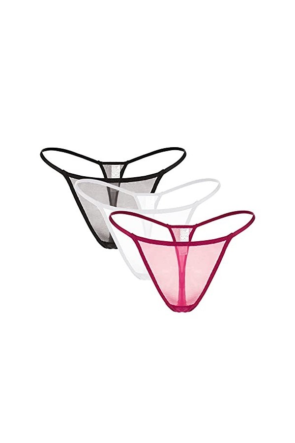 Culottes De sous-vêtements pour Femmes T-Back Sexy G-String Thongs See Through Panty Beige,XXL 