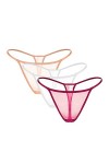 Culottes De sous-vêtements pour Femmes T-Back Sexy G-String Thongs See Through Panty Beige,XXL 