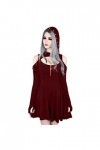 SHANHE Gothique À Capuche Robe Sexy Goth Printemps À Manches Longues Robe À Capuche Coupe Basse Sexy Plissée Creux Hors Épaul