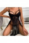 SAAKO en Lingerie Sexy pour Femme Robe en Dentelle Transparente Grande Taille sous-vêtements vêtements de Nuit sans Entrejamb