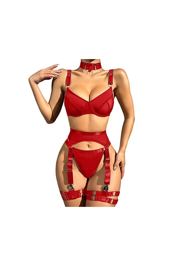 UOWEG Femmes Sexy Cosplay Costume Mignon Sexy Lingerie Ensemble Dentelle à Bretelles Camis et Culotte Nuisettes Tenue de Nuit