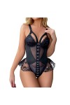 AYJMA Femmes Sexy Maille Dentelle À Volants Puff Jupe Sexy Body sous-Vêtements Exotique Intime Sexy Lingerie Body,Noir,S