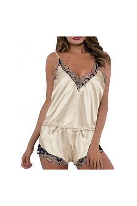 ZTIANEF Déguisements Adultes sous-Vêtements Sexy Dentelle Vêtements De Nuit Camisole Shorts Set Ensembles De Vêtements De Nui