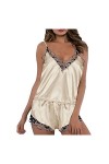 ZTIANEF Déguisements Adultes sous-Vêtements Sexy Dentelle Vêtements De Nuit Camisole Shorts Set Ensembles De Vêtements De Nui