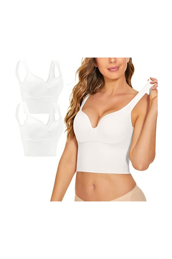Brassière Zippée Devant 2 pièces femmes Sports soutien-gorge sans fil confort Sleep soutien-gorge plus taille activité bras d