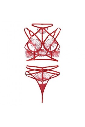 HELLORSOON Slip pour Femme Sexy Dentelle Florale Confortable Coupe Française String Dentelle Transparent Érotique Romantique 