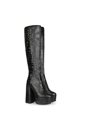 WOkismD Femmes 14.5CM / 5.7IN Bottes Talon Épais Talons Hauts Sur Le Genou Bottes Sexy Discothèque Pole Danse Haut Talon Sur 