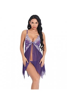 Lingerie sexy pour femme avec fermeture sur le devant en dentelle et col en V