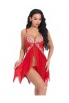 Lingerie sexy pour femme avec fermeture sur le devant en dentelle et col en V