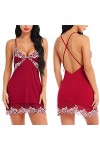 LNSIN Lingerie sexy en dentelle pour femme - Robe de nuit en satin - Grande taille