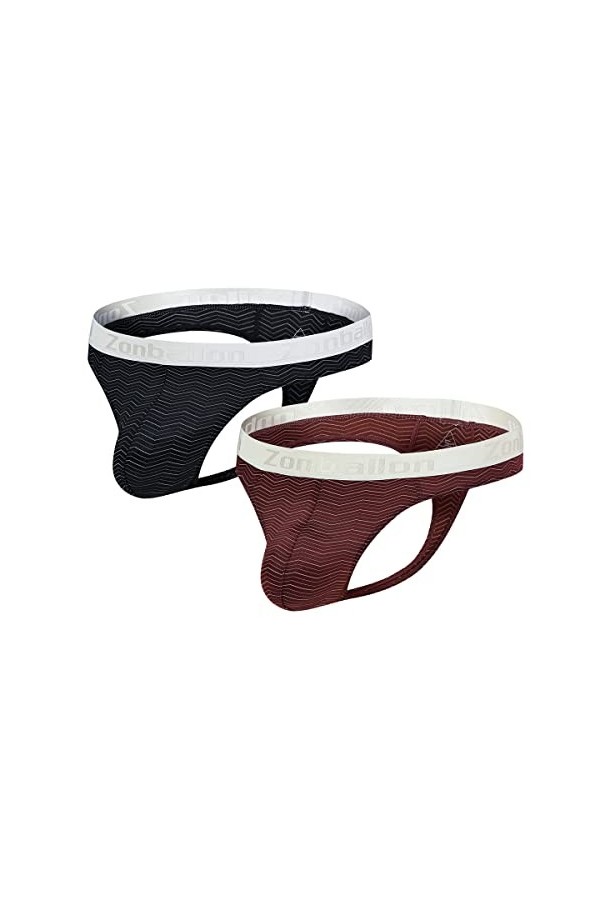ZUOLAIYIN String pour homme - String pour homme - Grande poche - Sous-vêtements sexy - Blanc et noir, 8299 rouge foncé, XXX