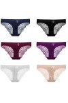 COSWE Lot de 6 culottes sexy en dentelle extensible pour femme - - 44