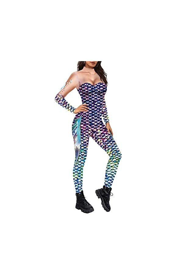 Aiihoo Femme Lingerie Sexy Erotique Imprimé Combinaisons Catsuit Clubwear Stretch Unitard Combinaisons Fantaisie Brillant Cos