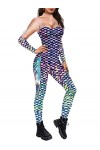 Aiihoo Femme Lingerie Sexy Erotique Imprimé Combinaisons Catsuit Clubwear Stretch Unitard Combinaisons Fantaisie Brillant Cos