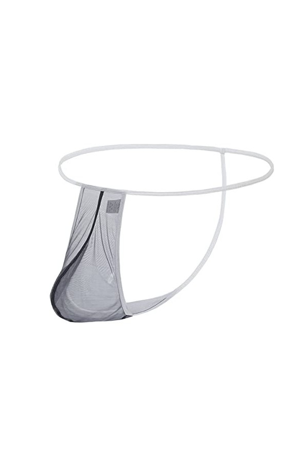 YAHWULAI Mens Sexy Mesh Sheer See Through Thongs G-String Undewear Bulge Enhancing Pouch Transparent T-Back Sous-vêtements M 